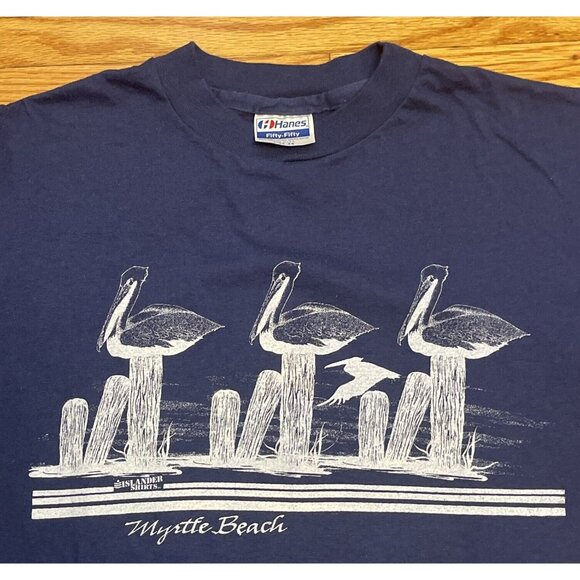 Vintage 80s 90s Large Myrtle Beach SC Pelican Beach Single Stitch T-Shirt USA - Picture 3 of 7